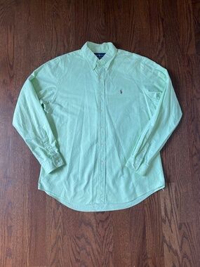 Polo Ralph Lauren Custom Fit Shirt Mens XL Green Oxford Button Down Long Sleeve